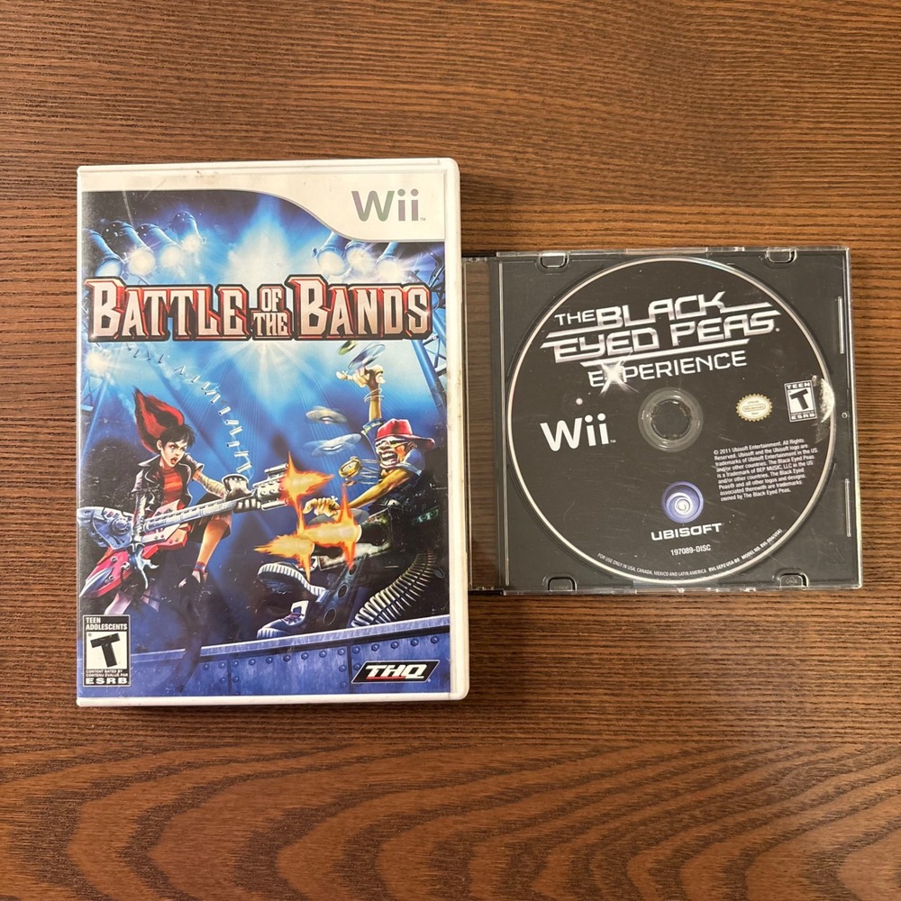Nintendo Wii Battle of the Bands & Black Eyed Peas Experience Game Bundle Lot